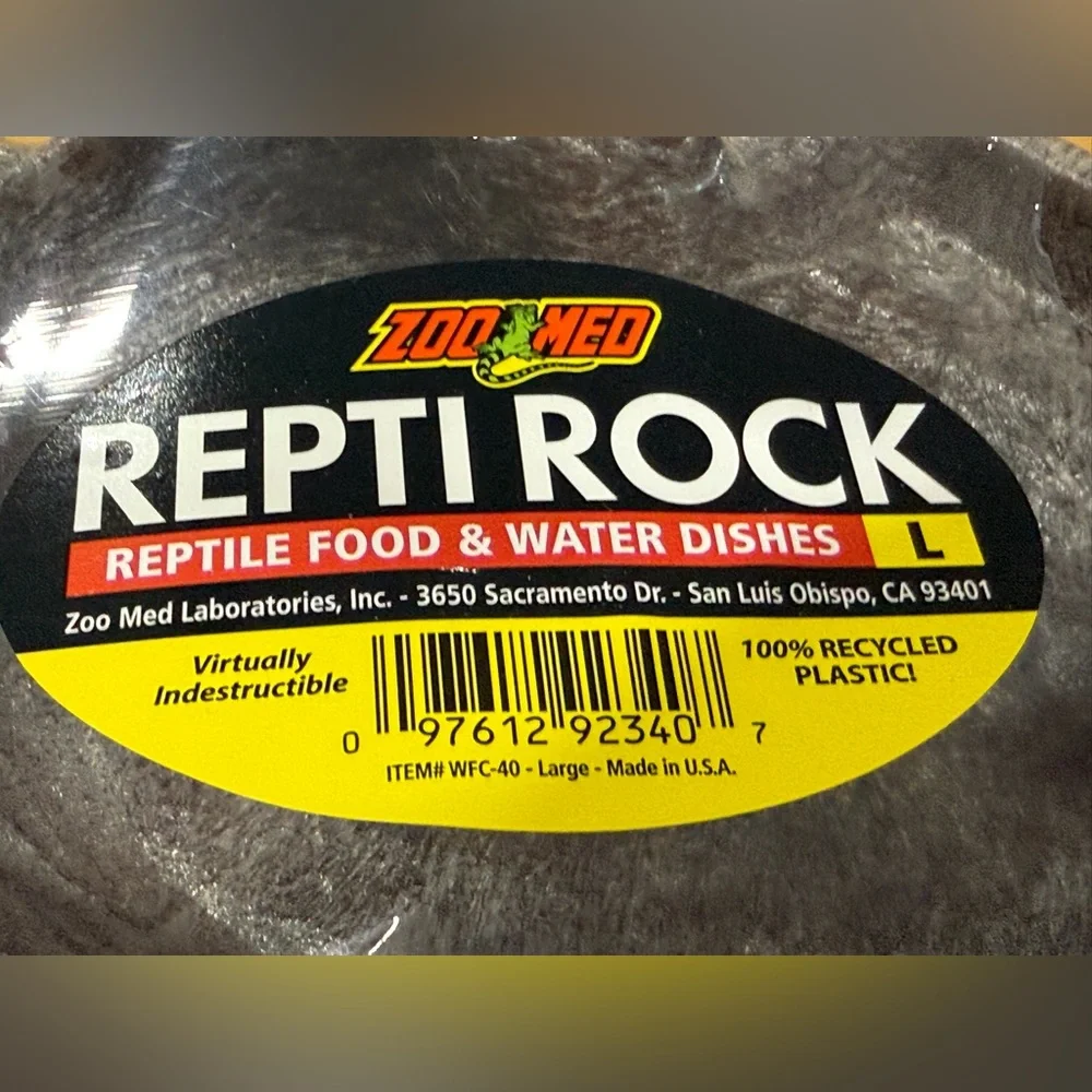Zoo Med Repti Rock Reptile Food & Water Dishes Large 100% Recycled Plastic New